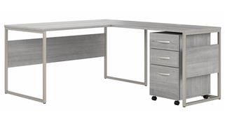 L Shaped Desks Bush Furnishings 60in W x 72in D L-Shaped Table Desk with Mobile File Cabinet