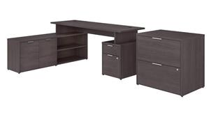 L Shaped Desks Bush Furnishings 72in W L-Shaped Desk with Drawers and Lateral File Cabinet