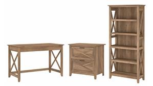Writing Desks Bush Furnishings 48in W Writing Desk with 2 Drawer Lateral File Cabinet and 5 Shelf Bookcase