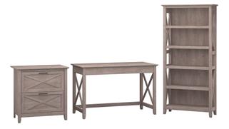 Writing Desks Bush Furnishings 48in W Writing Desk with 2 Drawer Lateral File Cabinet and 5 Shelf Bookcase