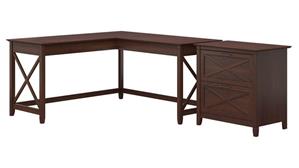 L Shaped Desks Bush Furnishings 60in W L-Shaped Desk with Lateral File Cabinet