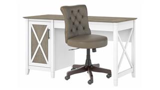 Computer Desks Bush Furnishings 54in W Computer Desk with Mid Back Tufted Office Chair