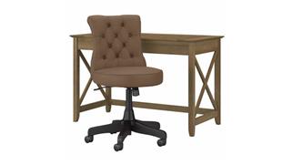 Writing Desks Bush Furnishings 48in W Writing Desk with Mid Back Tufted Office Chair