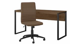 Writing Desks Bush Furnishings 60" W Writing Desk with Mid Back Ribbed Leather Office Chair