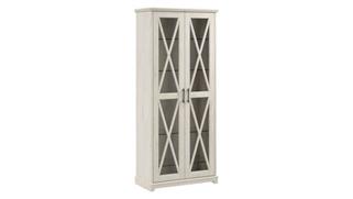 Curio Cabinets Bush Furnishings Farmhouse Curio Cabinet with Glass Doors and Shelves