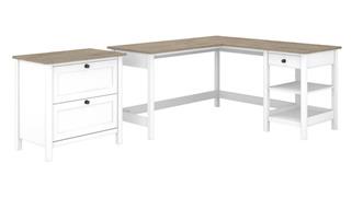 L Shaped Desks Bush Furnishings 60in W L-Shaped Computer Desk with 2 Drawer Lateral File Cabinet