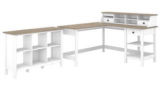 L Shaped Desks Bush Furnishings 60in W L-Shaped Computer Desk with Desktop Organizer and 6 Cube