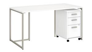 Computer Desks Bush Furnishings 60in W Table Desk with 3 Drawer Mobile File Cabinet