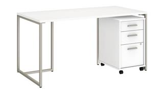 Computer Desks Bush Furnishings 60in W Table Desk with 3 Drawer Mobile File Cabinet