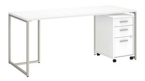 Computer Desks Bush Furnishings 72in W Table Desk with 3 Drawer Mobile File Cabinet