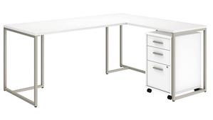L Shaped Desks Bush Furnishings 72in W L-Shaped Desk with 30in W Return and Mobile File Cabinet