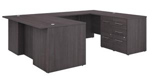 U Shaped Desks Bush Furnishings 72in W U-Shaped Executive Desk with 3 Drawer File Cabinet - Assembled, and 2 Drawer File Cabinet - Assembled