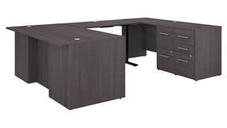 Adjustable Height Desks & Tables Bush Furnishings 6ft W Height Adjustable U-Shaped Executive Desk with 2 Drawer File Cabinet - Assembled, and 3 Drawer File Cabinet - Assembled