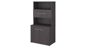 Storage Cabinets Bush Furnishings 36in W Tall Storage Cabinet with Doors and Shelves