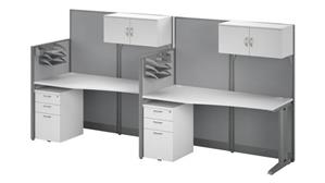 Workstations & Cubicles Bush Furnishings 2 Person Straight Cubicle Desks with Storage, Drawers, and Organizers