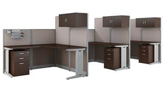 Workstations & Cubicles Bush Furnishings 3 Person L-Shaped Cubicle Desks with Storage, Drawers, and Organizers
