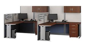 Workstations & Cubicles Bush Furnishings 2 Person L-Shaped Cubicle Desks with Storage, Drawers, and Organizers