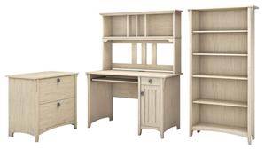 Computer Desks Bush Furnishings Mission Desk with Hutch, Lateral File Cabinet and 5 Shelf Bookcase