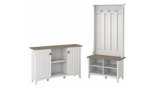 Storage Cabinets Bush Furnishings Entryway Storage Set with Hall Tree / Shoe Bench and Accent Cabinet
