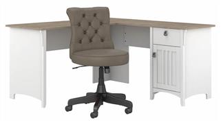 L Shaped Desks Bush Furnishings 60in W L-Shaped Desk with Mid Back Tufted Office Chair