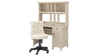 Computer Desks Bush Furnishings 48in W Computer Desk with Hutch and Mid Back Tufted Office Chair