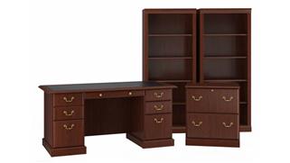 Executive Desks Bush Furnishings Executive Desk with Lateral File Cabinet and Bookcase Set