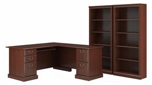 L Shaped Desks Bush Furnishings L-Shaped Executive Desk and Bookcase Set
