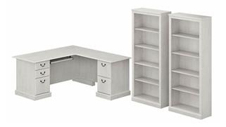 L Shaped Desks Bush Furnishings L-Shaped Executive Desk and Bookcase Set