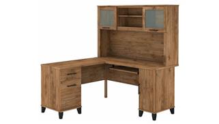 L Shaped Desks Bush Furnishings 60in W L-Shaped Desk with Hutch