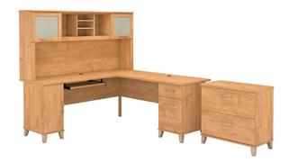 L Shaped Desks Bush Furnishings 72in W L-Shaped Desk with Hutch and Lateral File Cabinet