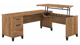 Adjustable Height Desks & Tables Bush Furnishings 6ft W 3 Position Sit to Stand L-Shaped Desk