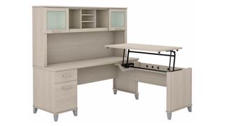 Adjustable Height Desks & Tables Bush Furnishings 6ft W 3 Position Sit to Stand L-Shaped Desk with Hutch