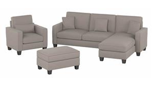 Sofas Bush Furnishings 102in W Sectional Couch with Reversible Chaise Lounge, Accent Chair, and Ottoman