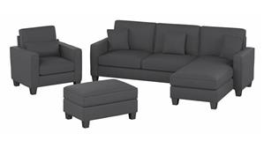 Sofas Bush Furnishings 102in W Sectional Couch with Reversible Chaise Lounge, Accent Chair, and Ottoman