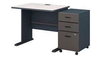 Computer Desks Bush Furnishings 36in W Desk with Assembled 3 Drawer Mobile File Cabinet