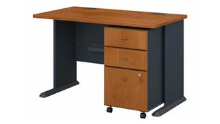 Computer Desks Bush Furnishings 48in W Desk with Assembled 3 Drawer Mobile File Cabinet