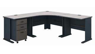 Corner Desks Bush Furnishings 84in W x 84in D Corner Desk with Assembled 3 Drawer Mobile File Cabinet