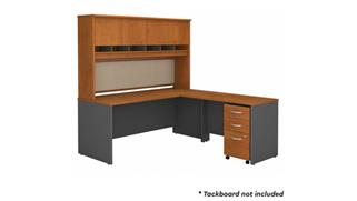 L Shaped Desks Bush Furnishings 72in W L-Shaped Desk with Hutch and Assembled 3 Drawer Mobile File Cabinet
