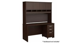Computer Desks Bush Furnishings 60in W x 24in D Office Desk with Hutch and Assembled 3 Drawer Mobile File Cabinet