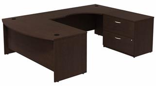 U Shaped Desks Bush Furnishings 72in W Bow Front U-Shaped Desk with Assembled 2 Drawer Lateral File Cabinet