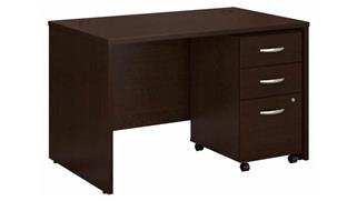 Computer Desks Bush Furnishings 48in W x 30in D Office Desk with Assembled 3 Drawer Mobile File Cabinet