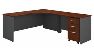 Corner Desks Bush Furnishings 72in W Right Handed Corner Desk with 48in W Return and Assembled 3 Drawer Mobile File Cabinet