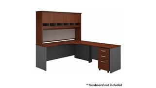 Corner Desks Bush Furnishings 72in W Right Handed Corner Desk with Hutch and Assembled 3 Drawer Mobile File Cabinet