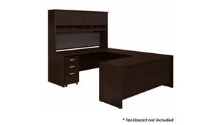 U Shaped Desks Bush Furnishings 72in W U-Shaped Desk with Hutch and Assembled Mobile File Cabinet