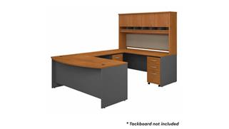U Shaped Desks Bush Furnishings 72in W Bow Front U-Shaped Desk with Hutch and (2) Assembled Mobile File Cabinets