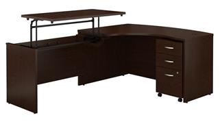Adjustable Height Desks & Tables Bush Furnishings 60in W x 85in D Left Hand 3 Position Sit to Stand L Shaped Desk with Mobile File Cabinet