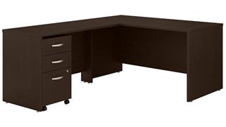 L Shaped Desks Bush Furnishings 60" W L-Shaped Desk with Assembled 3 Drawer Mobile File Cabinet