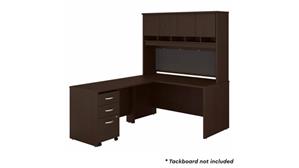 L Shaped Desks Bush Furnishings 60in W L-Shaped Desk with Hutch and Assembled Mobile File Cabinet