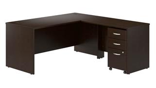 L Shaped Desks Bush Furnishings 66in W L-Shaped Desk with 42in W Return and Mobile File Cabinet