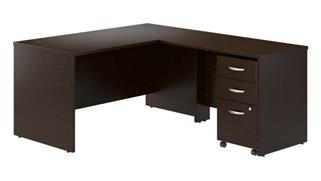 L Shaped Desks Bush Furnishings 60in W L-Shaped Desk with 42in W Return and Mobile File Cabinet